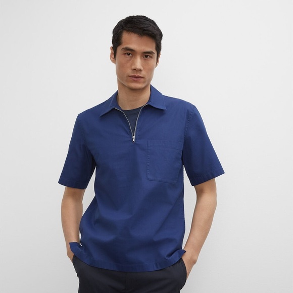 Club Monaco Short Sleeve Zip Popover Shirt Size Medium - Picture 1 of 6